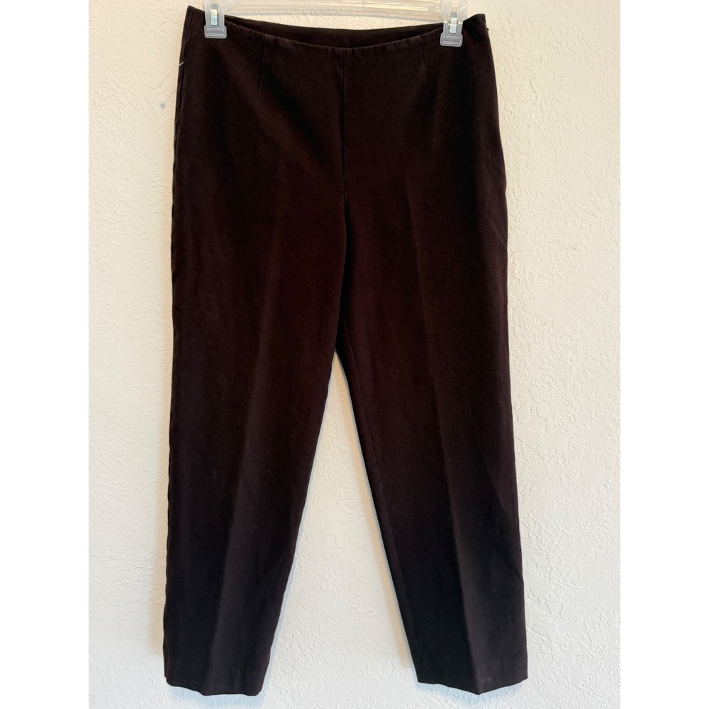 Chicos Brown Straight Leg Trousers Side Zip Stretch Pants Size 1.5 Medium Large
